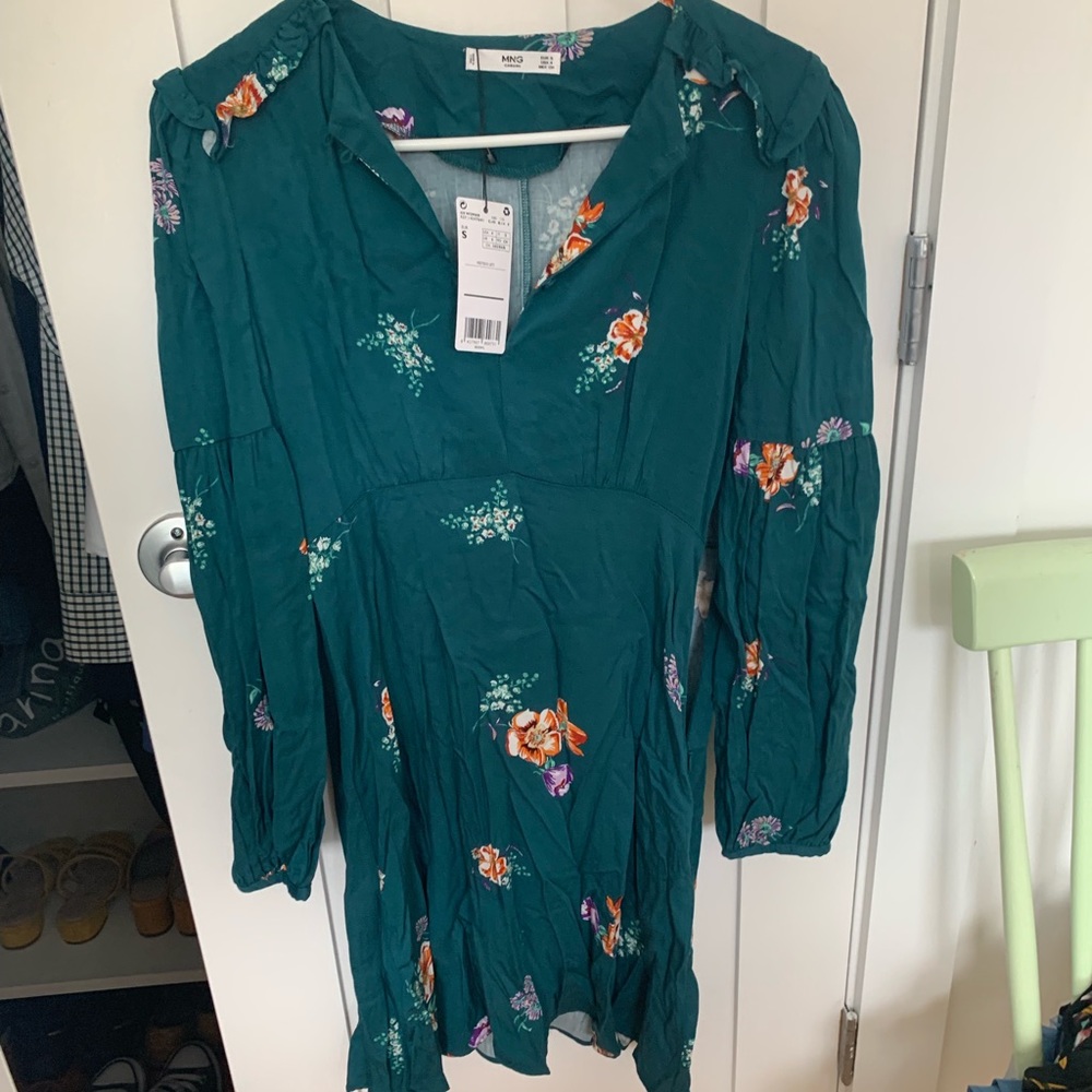 Mango Long sleeve flowery dress